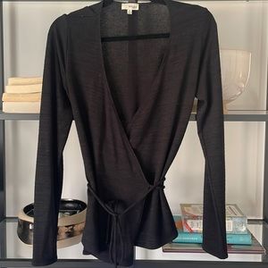 Aritzia Wilfred Free Black Wrap Sweater